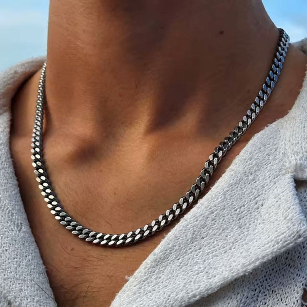 Corrente Masculina Marcante Cubana Grumet Aço Inoxidável Prata Antialérgica, Não Escurece, Pode Molhar