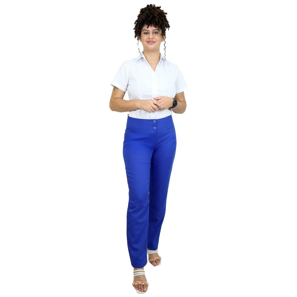 Calça social feminina cós largo Oxford Premium
