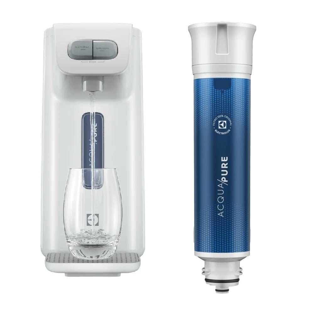 Kit Purificador Electrolux Água Gelada 3 Níveis Branco Efficient (PE15B) + Filtro/Refil de Água Acqua Pure