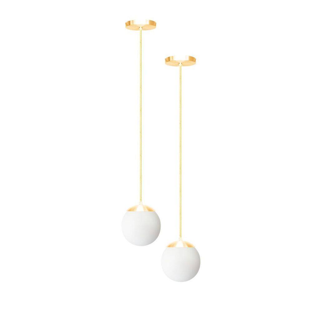Kit C/2 Lustre Pendente Globo Bola Vidro Led Jabuticaba