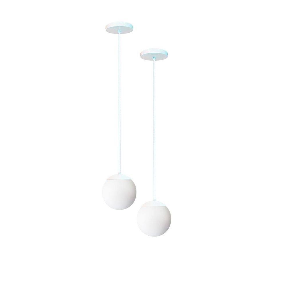 Kit C/2 Lustre Pendente Globo Bola Vidro Led Jabuticaba