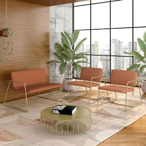 Conjunto Namoradeira E Poltronas Sintra Industrial Dourado/terrac- M.a