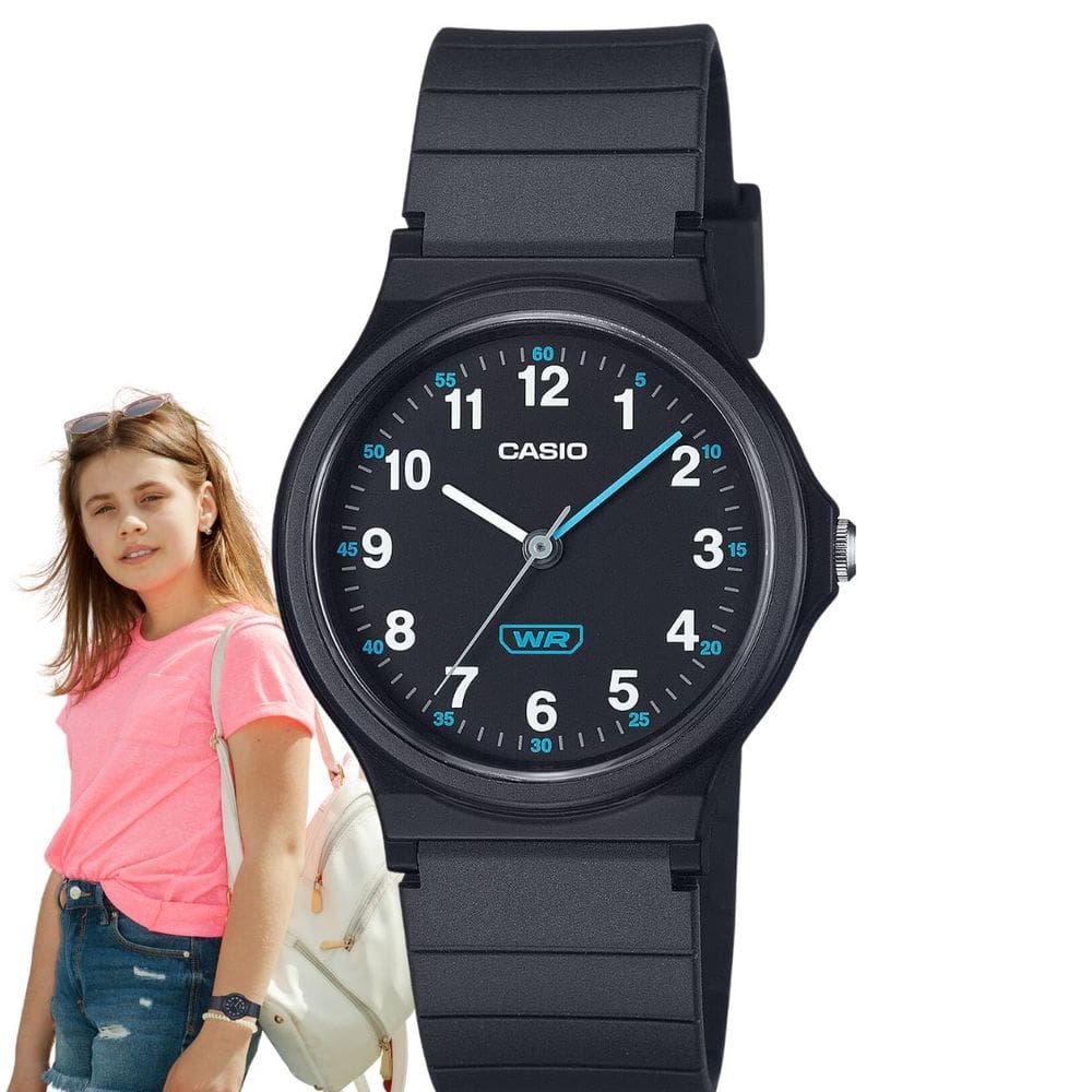 Relógio Casio Infantil Analógico Pequeno Analógico Resistente Água Resina Ecológica Preto LQ-24B-1B
