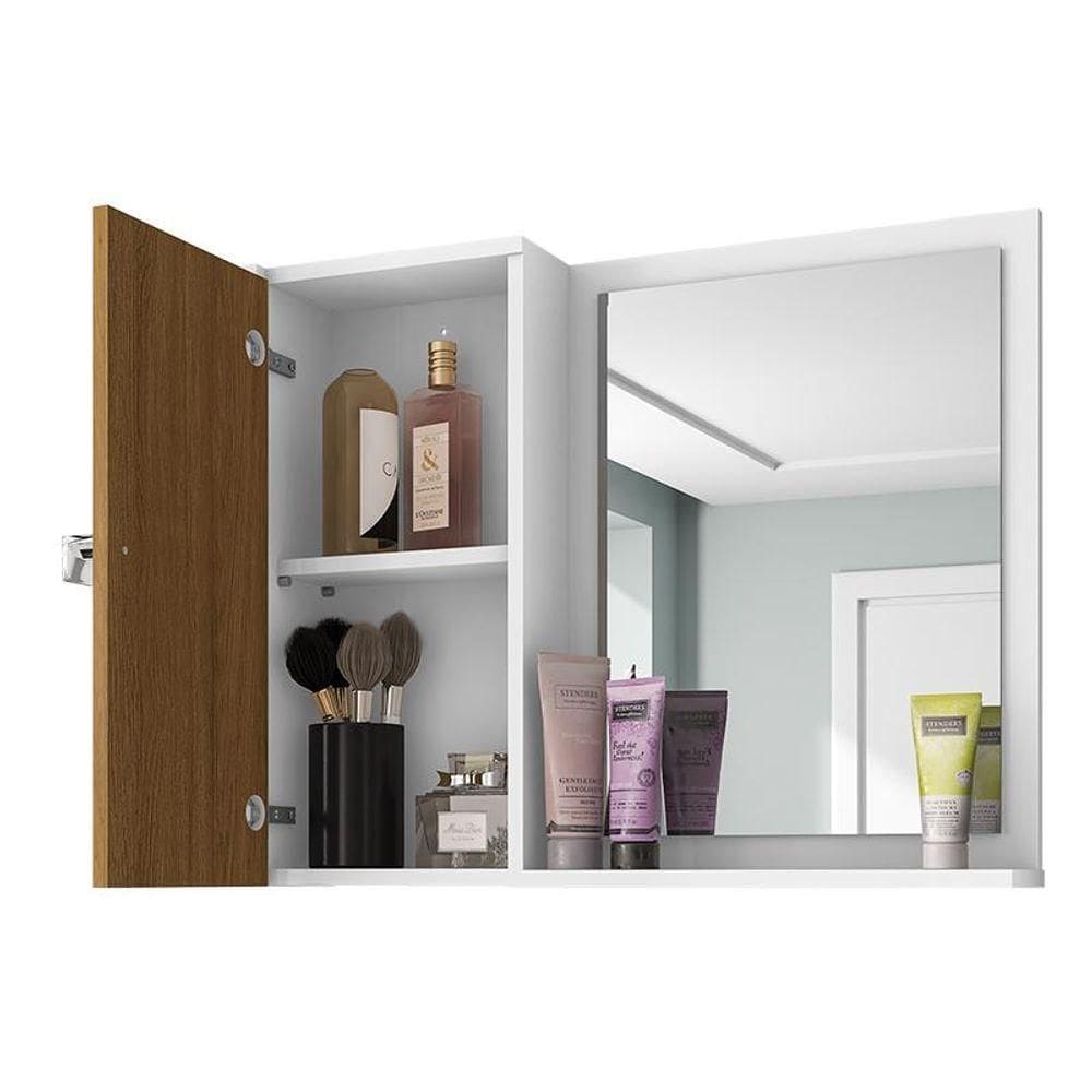 Espelheira Com Armario Genova Branco/ripa Branco/ripa