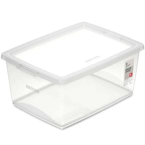 12 Caixas Organizadoras com Tampa 15L Plástica Retangular My Closet Ordene Multiuso
