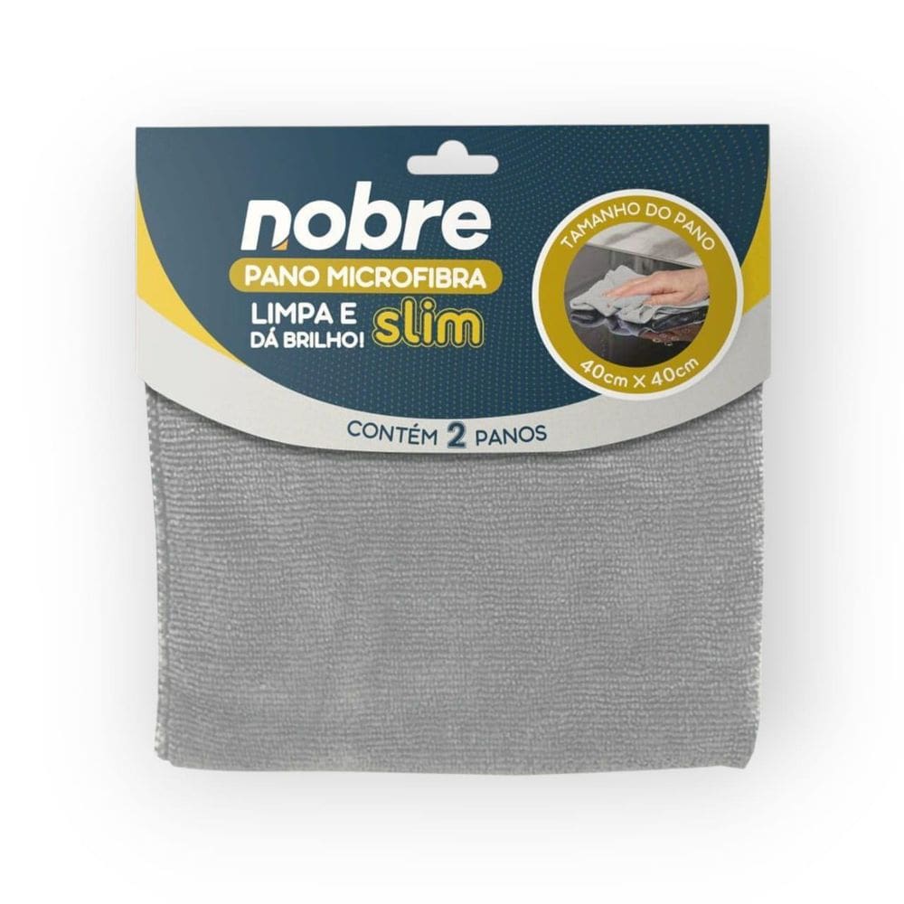 Pano De Microfibra 40X40Cm  Pct Com 2 Un  Cinza Slim - Nobre