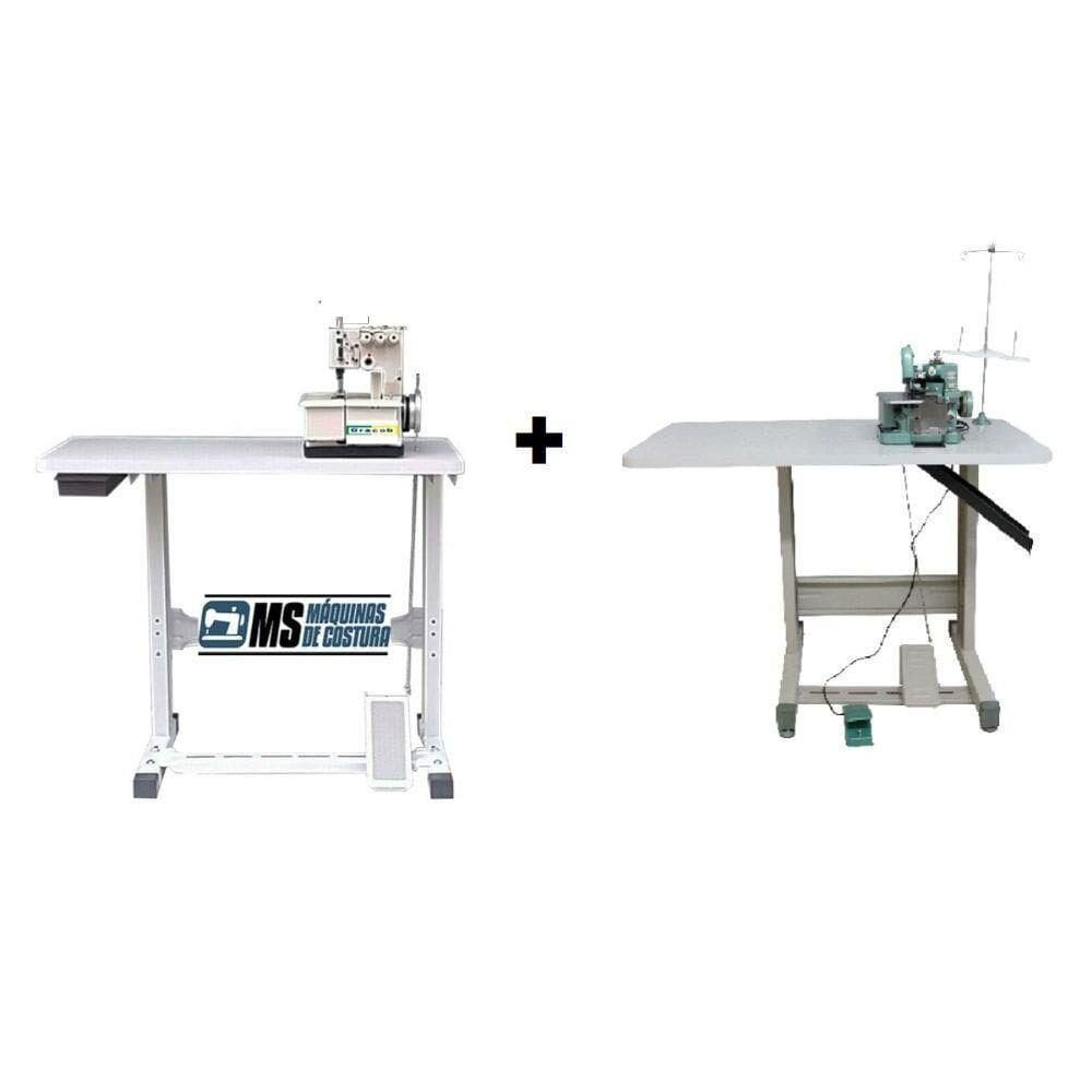 Galoneira 3 Agulha + Overlock Semi Industriais + Bancadas