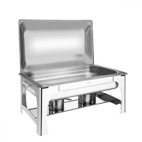 Rechaud Tramontina Retangular Em Aço Inox Banho Maria Tampa Removivel Com Fogareiro Cuba 1-1 9 L