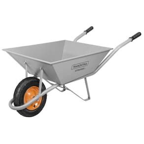 Carrinho De Mão Com Caçamba Extraforte Metálica visual com a cor Cinza 65l Braço Metálico E Pneu Com Câmara - Tramontina