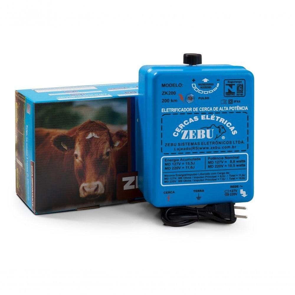 Eletrificador Rural Cerca Elétrica Zebu Zk200 15,5 Joules 200km