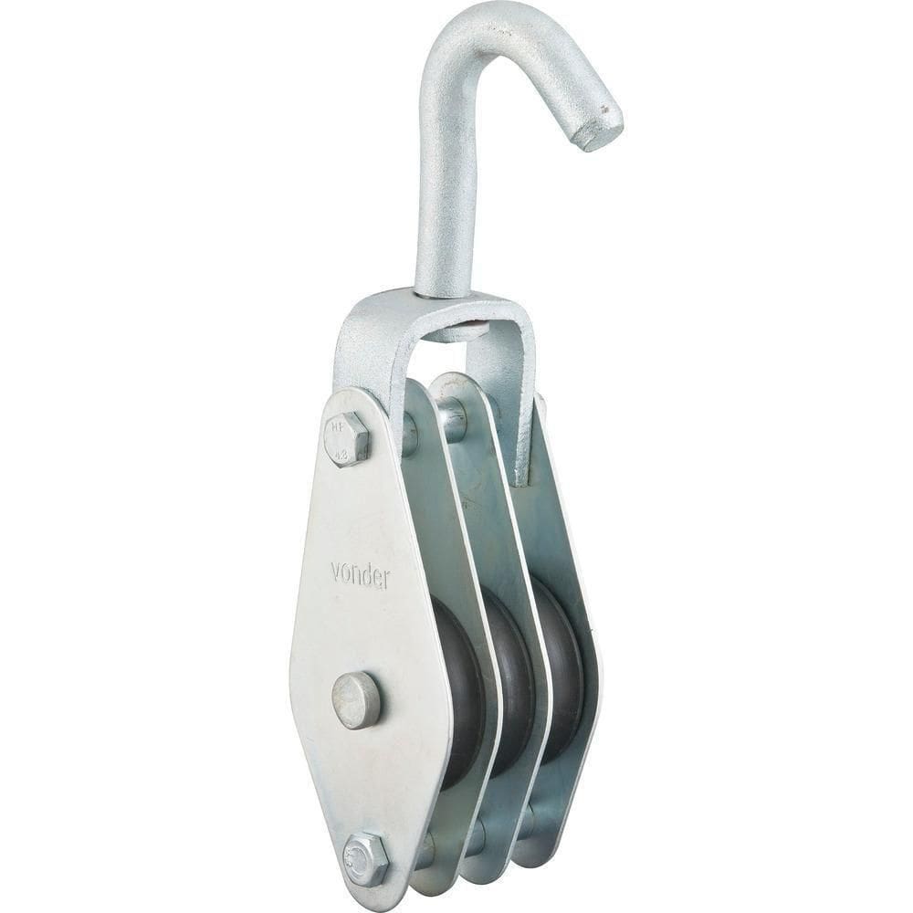 Moitão Cadernal 650Kg 3 Roldanas 45X10Mm C/ 2 Peças Vonder