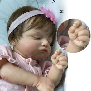 Bebê Reborn Rosalie Dormindo 45 Cm Rosa