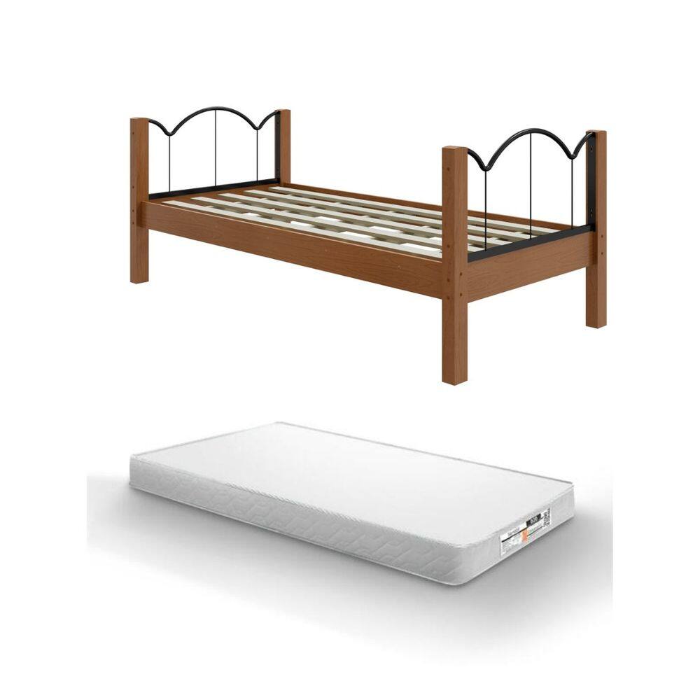 Cama Solteiro Oasis MDF com Detalhes em Aço + Colchão 88x188cm
