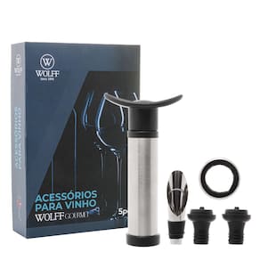 Conjunto de 5 Peças para Vinho de Aço Inox com Caixa - Wolff