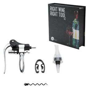 Conjunto de 4 Peças para Vinho de Aço Inox com Caixa - Wolff