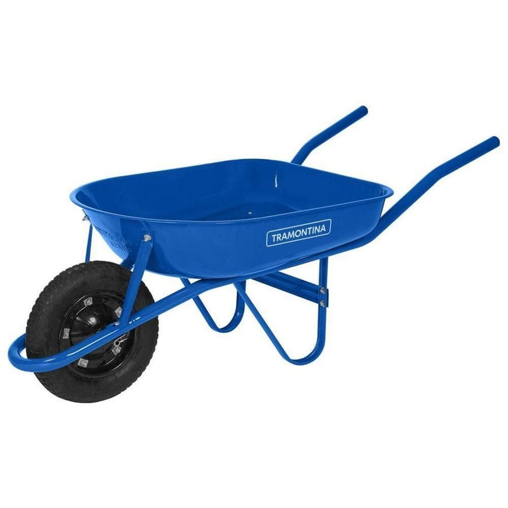 Carrinho de Mão com Caçamba Redonda Metálica Azul 50l Braço Metálico ePneu Com Câmara - Tramontina