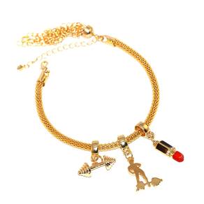 Pulseira Berloque Batom Musculação Fitness Folheado 18k