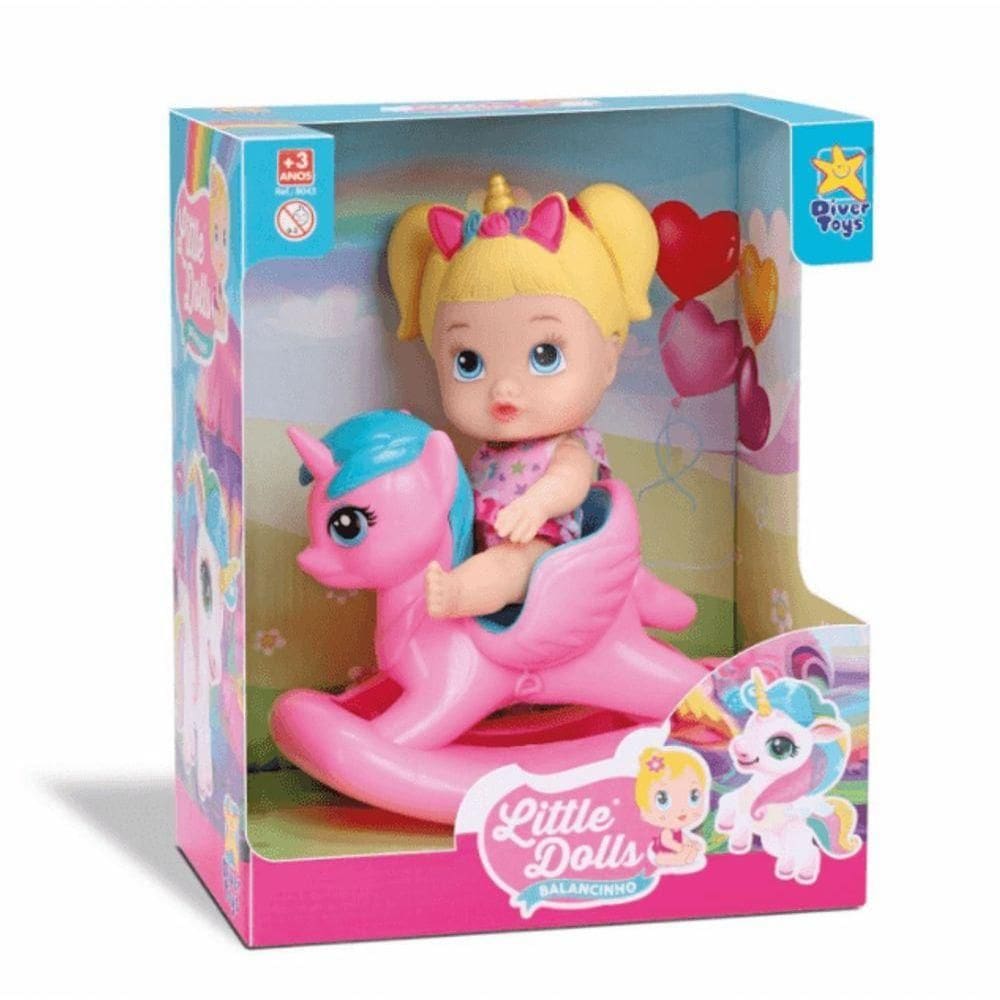 Boneca Little Dolls Balancinho Unicórnio - Divertoys