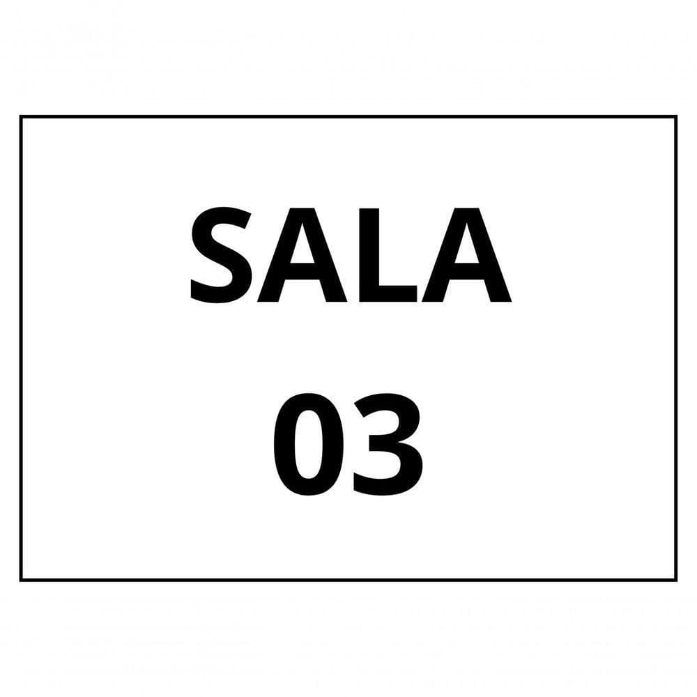 Placa Sinalização 1/2 Oficio Sala 03 Mdf Branco [f031]