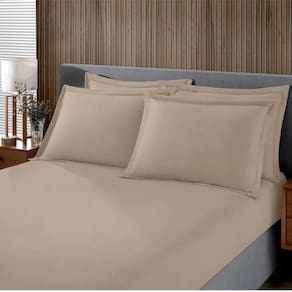 Jogo De Cama Buettner Casal Malha Liso 3 Peças Image Bege