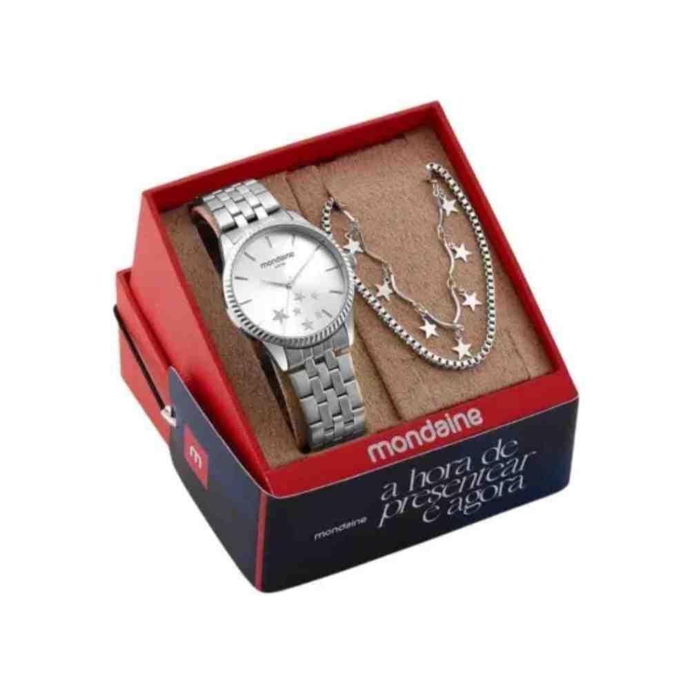 Kit + Relógio Mondaine Prata Feminino 99639L0Mvne1K1