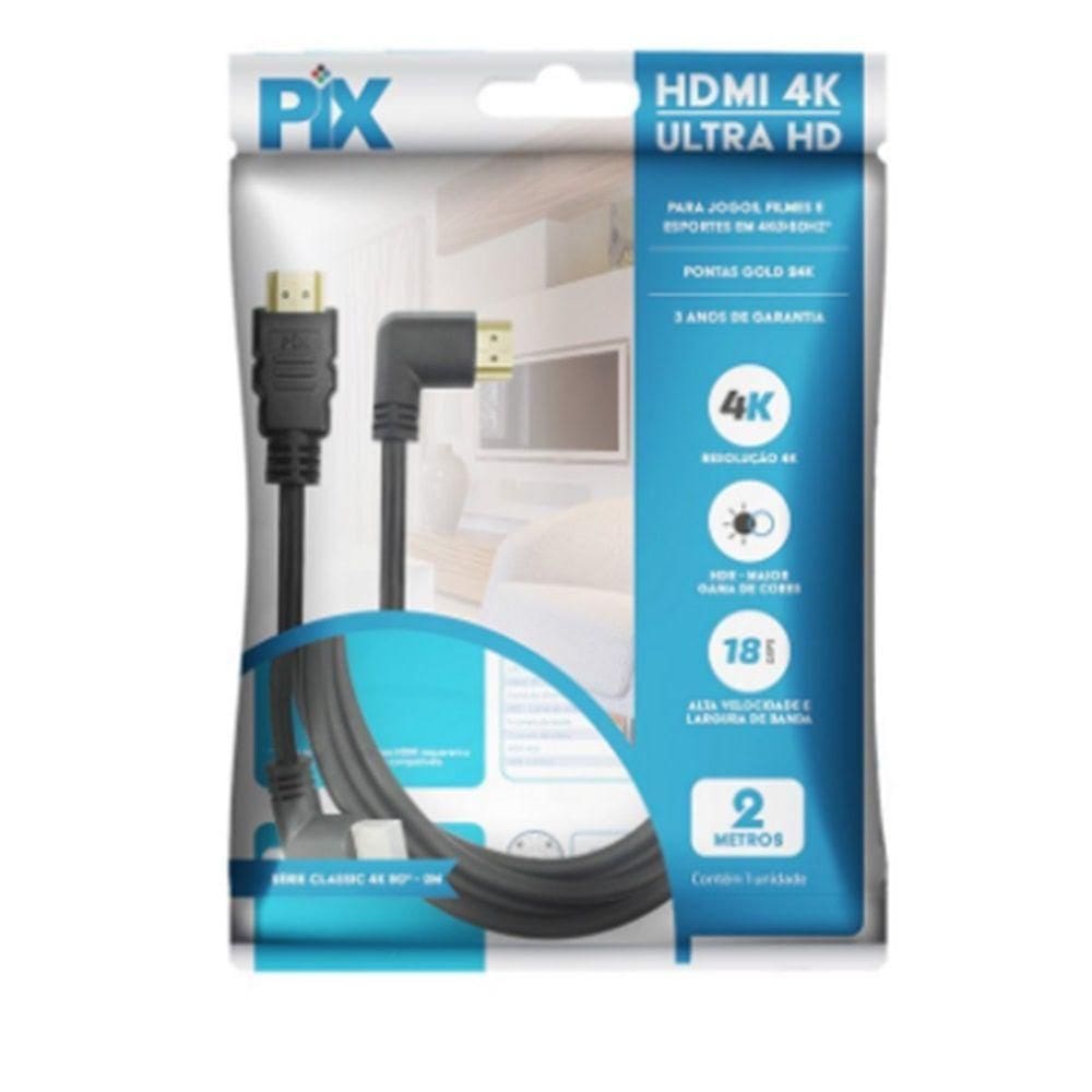 Cabo Hdmi Macho X Macho 2.0 4k 19 Pinos Gold 90 Graus