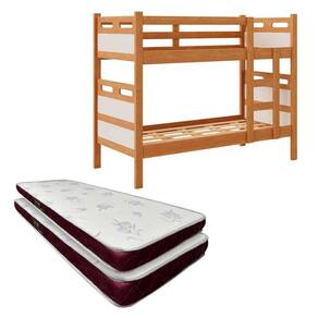 Beliche Solteiro Com 2 Colchões Castor Cabeceira 100% MDF Nature Off White Shop JM