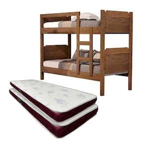 Beliche Solteiro Com 2 Colchões Castor 100% MDF Castanho Shop JM