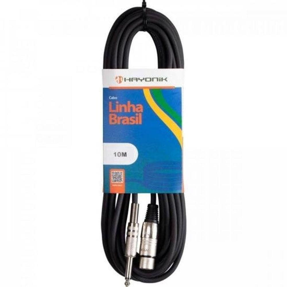 Cabo Para Microfone Linha Brasil Xlr(f) X P10 10m Preto