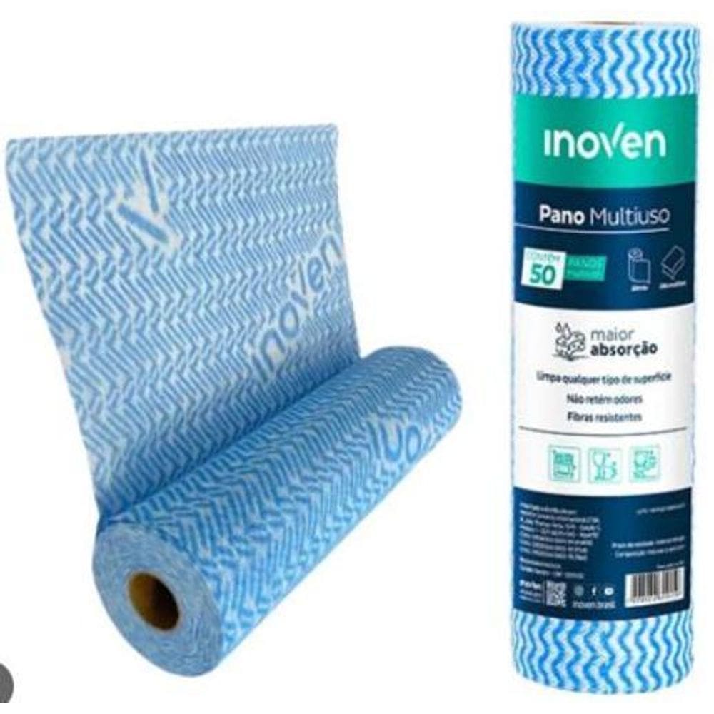 Pano Multiuso Azul - Rolo Com 50 Unidades Inoven