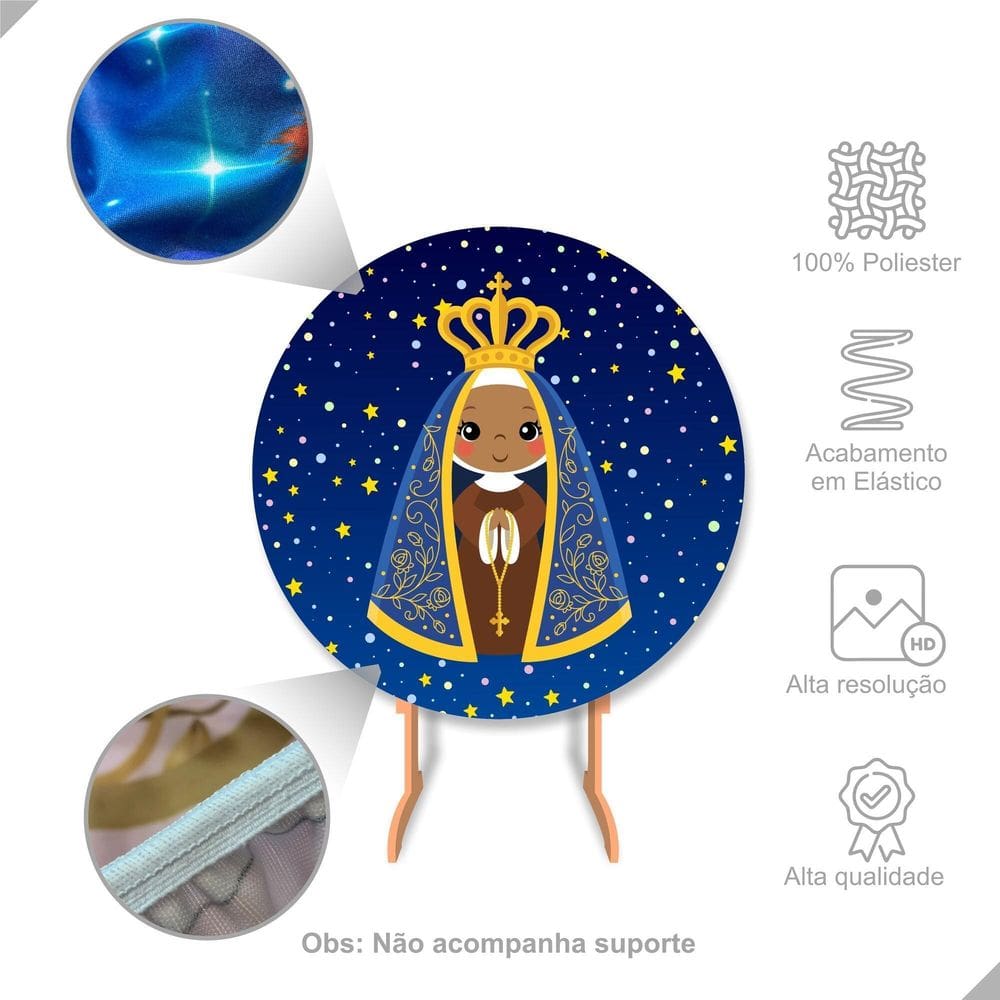 Painel De Tecido Redondo Nossa Senhora Céu Noite Estrelada