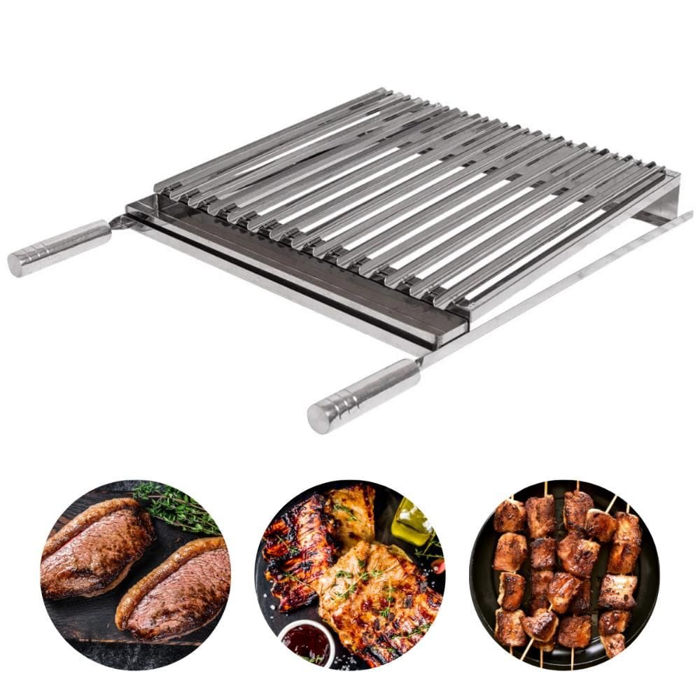 Grelha Argentina Inox 50x60 Parrilla Para Churrasco Cabo de Alumínio Metalmig
