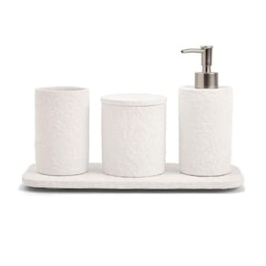Kit Em Cimento Para Banheiro 4 Peças - Branco