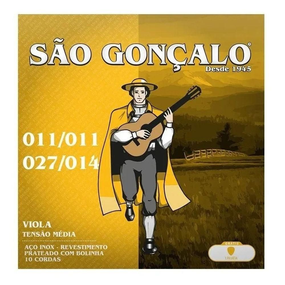 Encordoamento P-viola Caipira 011 - .027 - .011 - .014 Tensão Média São Gonçalo