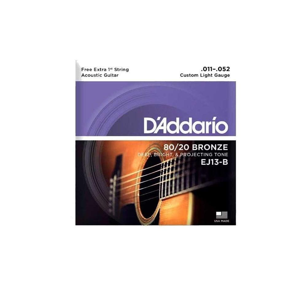 Cordas Para Violão Aço D Addario Bronze 80-20 Ej13-b+pl011 011&quot; 052&quot; Corda Extra Pl010