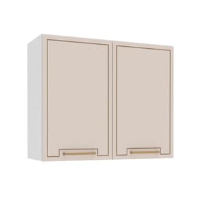 Armário Aéreo Amara 2 Portas Creme e Branco