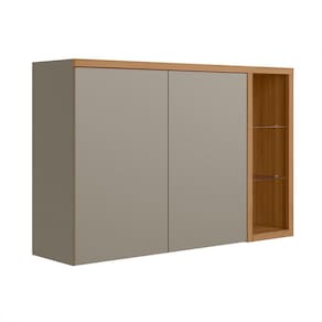 Armário Aéreo Allure 2 Portas Gris e Jequitibá 120 cm