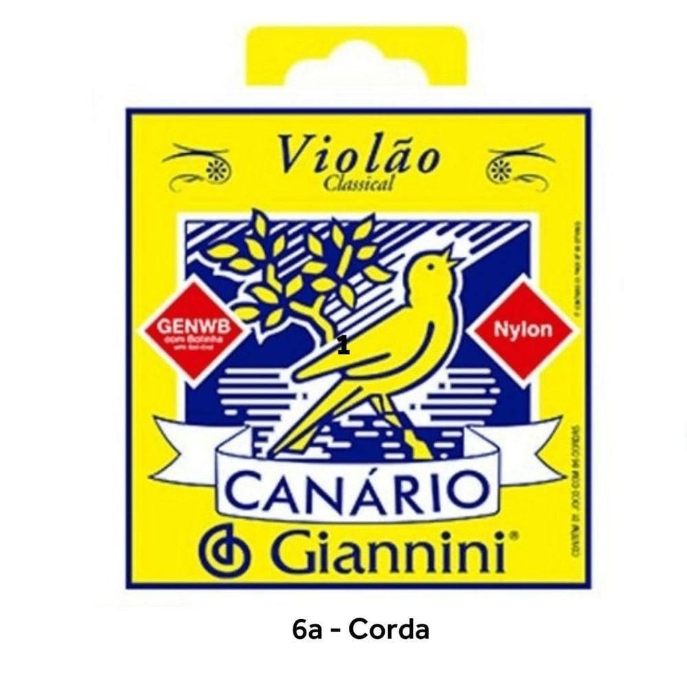 Corda Nylon Violao Genwb 6a (mi) C/6 C/ Bolinha Giannini