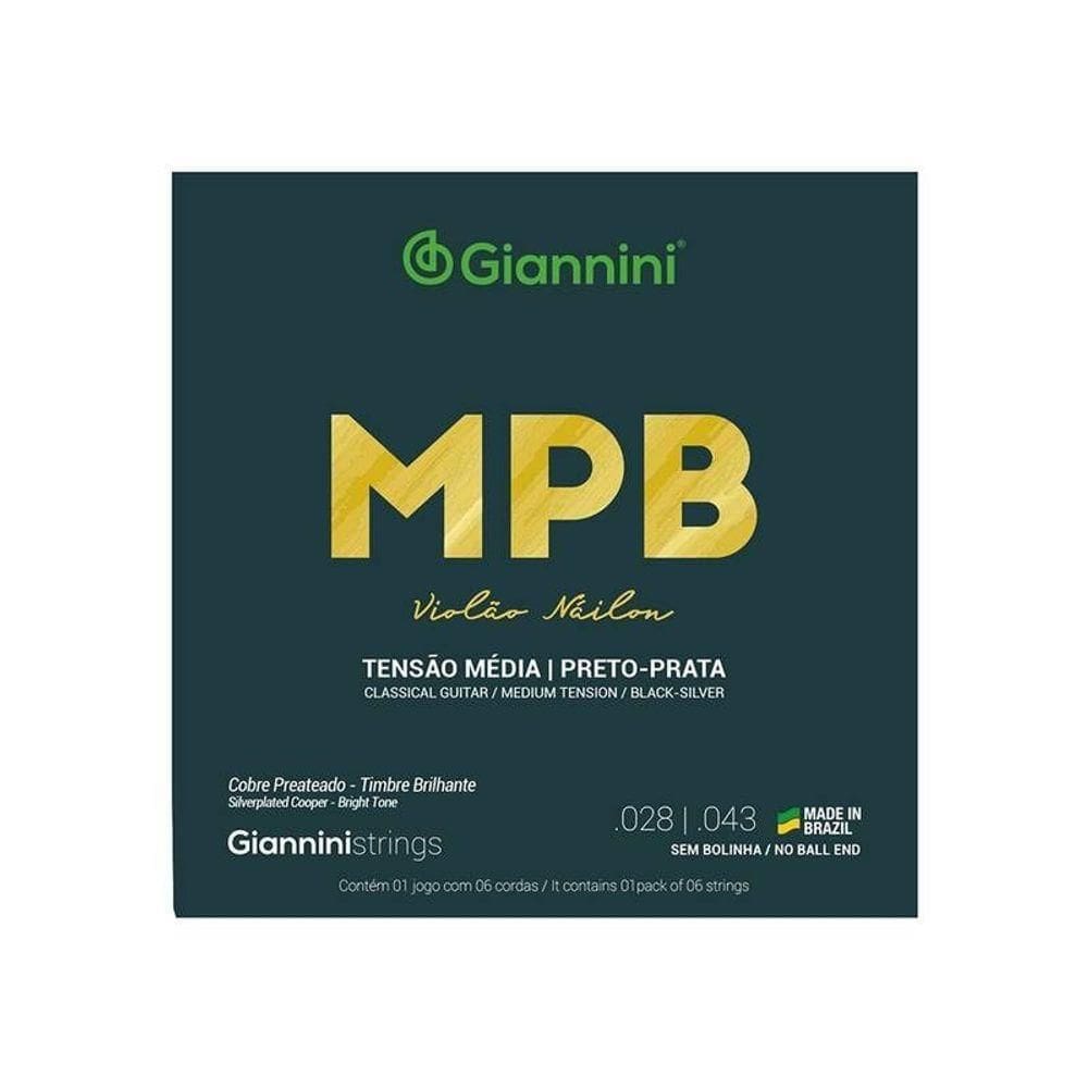 Encordoamento Giannini P-violão Nylon Preto-prata Genwbs