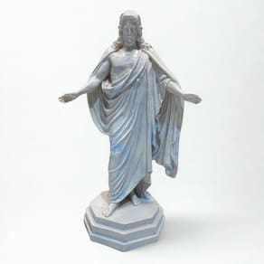 Escultura Jesus Oxalá Vintage Branco E Azul 23,5 Cm Resina