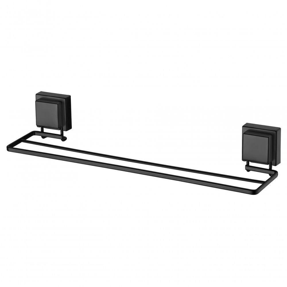 Porta Toalha Duplo Ventosa 45 Cm Preto Fosco Future 8054pt