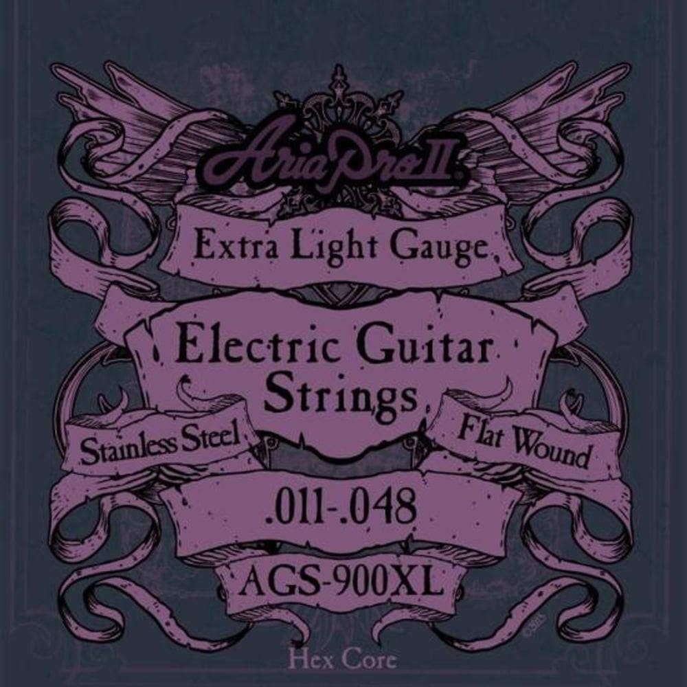 Encordoamento Para Guitarra Flat Wound .011 Ags900xl Aria Pro Ii.