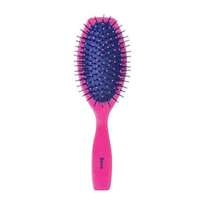 Escova De Cabelo Oval 21cm Rosa Pink Nylon Almofadada Ricca