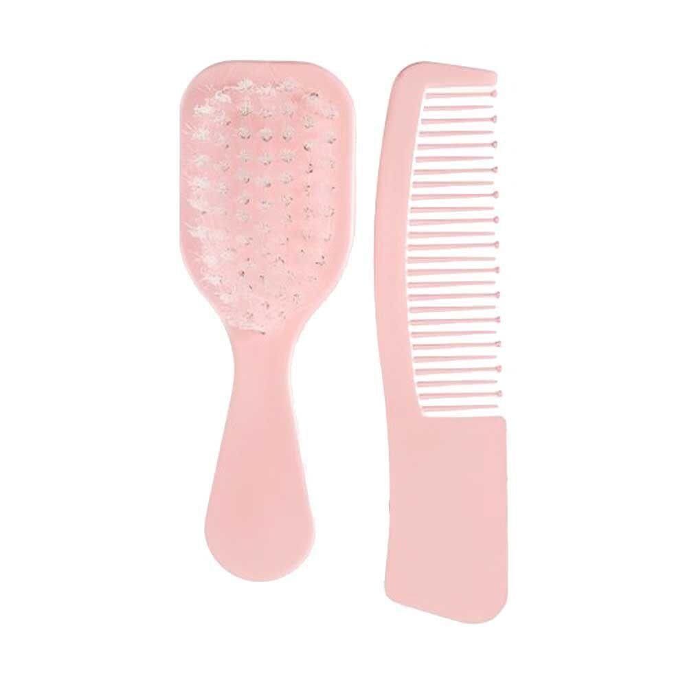 Kit Baby Escova E Pente Elefantinho Rosa Marco Boni