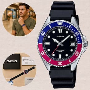 Relógio Casio Masculino Compacto Quartzo Resistente água 50 Metros 5 ATM Esportivo Preto MDV-10-1A2 Posnteiros Fosforescente Coroa Giratória