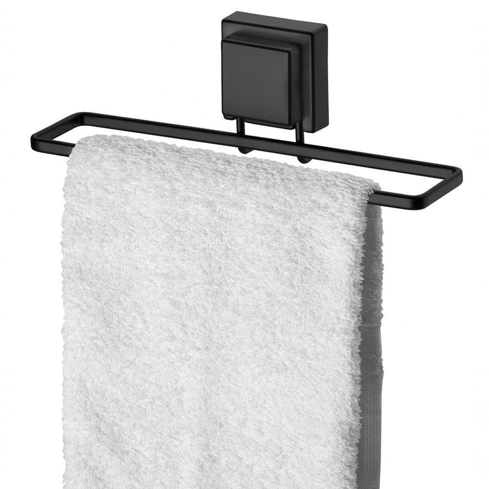 Porta Toalha Rosto Banheiro Ventosa Preto Fosco 25 Cm 8053pt