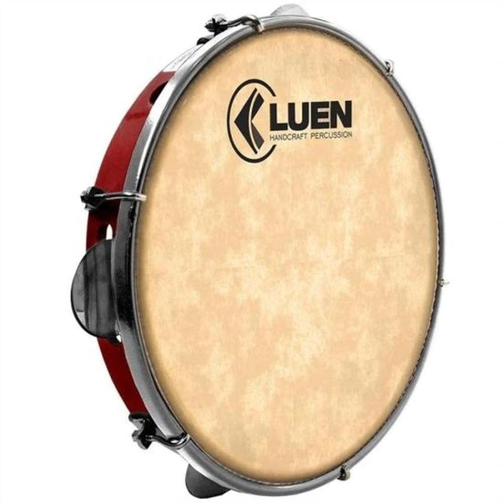 Pandeiro 10 Pele Animal Luen disponível na cor Vermelho.