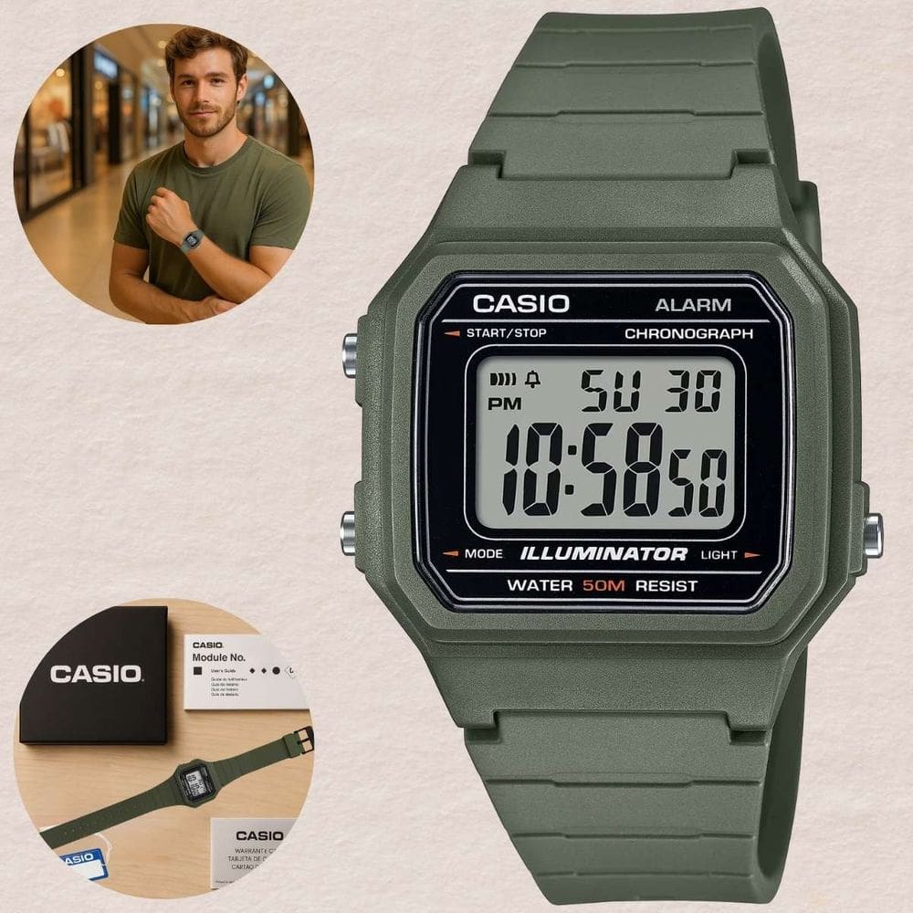 Relógio Tokaia W-217H-3AV Masculino Verde Militar Resistente à Água Cronômetro Alarme Prova d`água 50 Metros Confortável Leve
