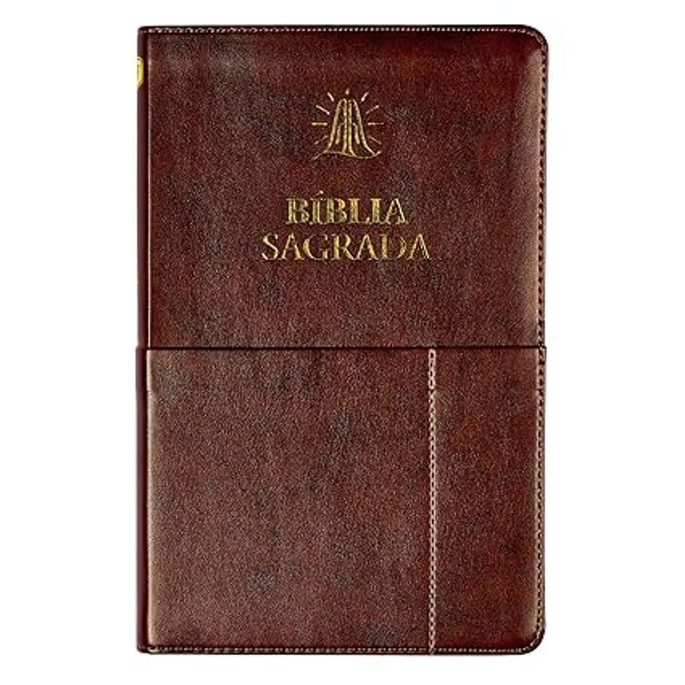 Biblia Sagrada Slim Acf, Luxo, Couro-soft, Marrom com Bolso