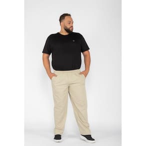 Calça Macaw 7563 Bege Plus Size Sarja [F075]